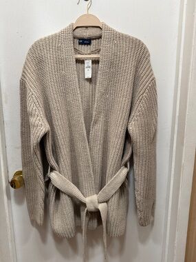 GAP Women's Chunky Knit Belted Cardigan - Beige